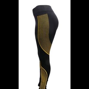 Yellow Stripped Black Laggings